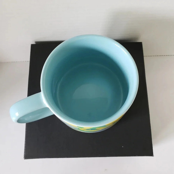 Starbucks 14oz  Large/Chunky Teal/Yellow/White Springtime Citrus Inspired Mug. - Picture 5 of 7